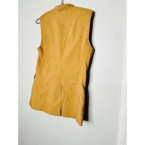 VERONICA BEARD Camel Tan Amika Vest Linen Blend Double Breasted Vest Size 10 - Picture 6 of 16